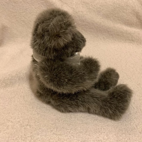 Grey Teddy Bear with Silver Tinsel - Picture 4 of 6